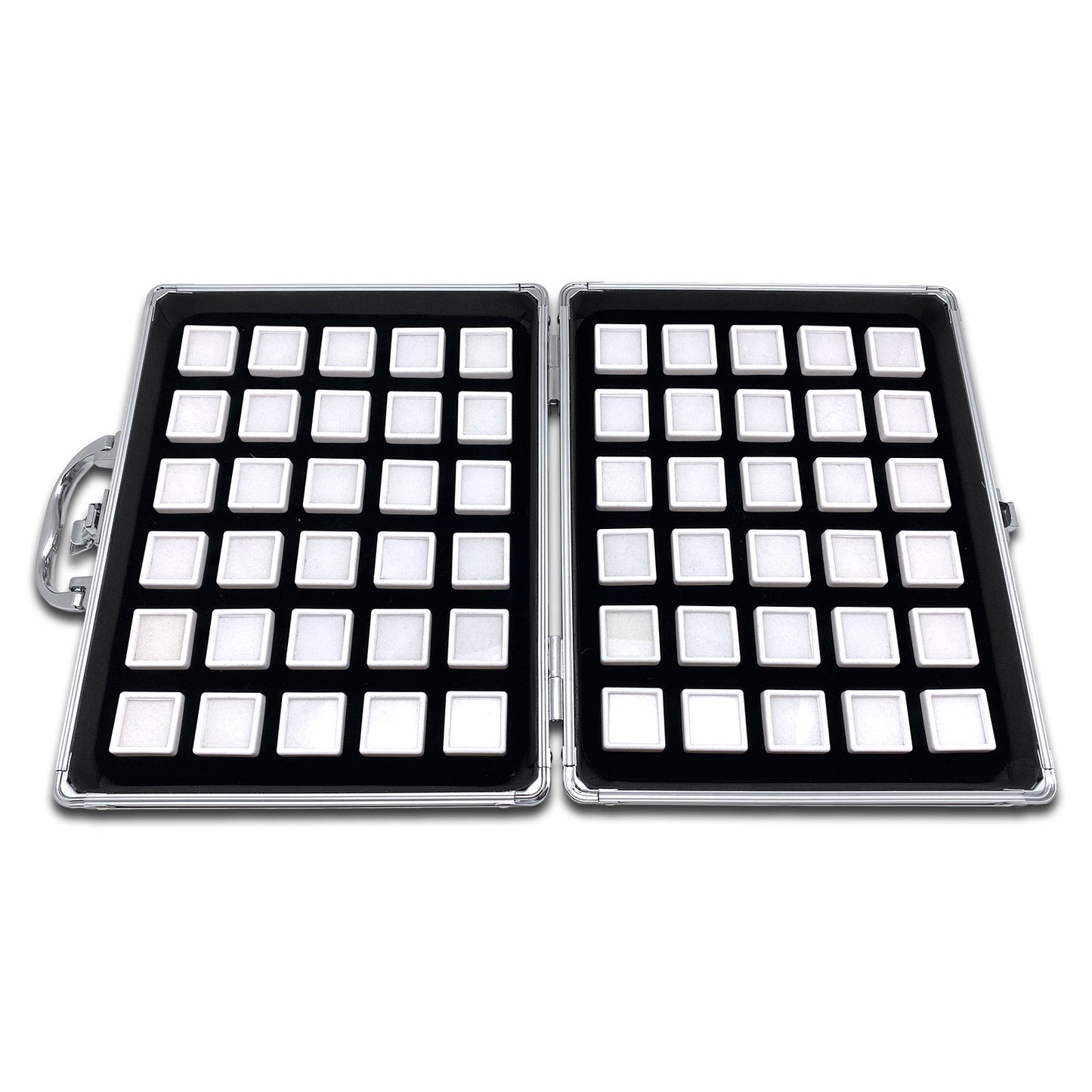 60 White Gem Boxes with Aluminum Display Case