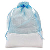 Light Blue Organza and White Linen Drawstring Pouch Gift Bags