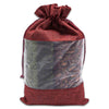 7 1/2" x 11 1/2" Linen Burlap and Sheer Organza Maroon Gift Bag