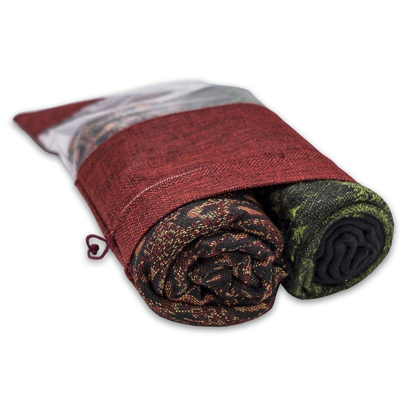 7 1/2" x 11 1/2" Linen Burlap and Sheer Organza Maroon Gift Bag