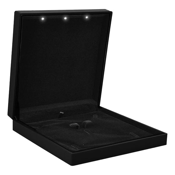 7 1/2" x 7 1/2" Matte Black Combination Jewelry Box with LED Light