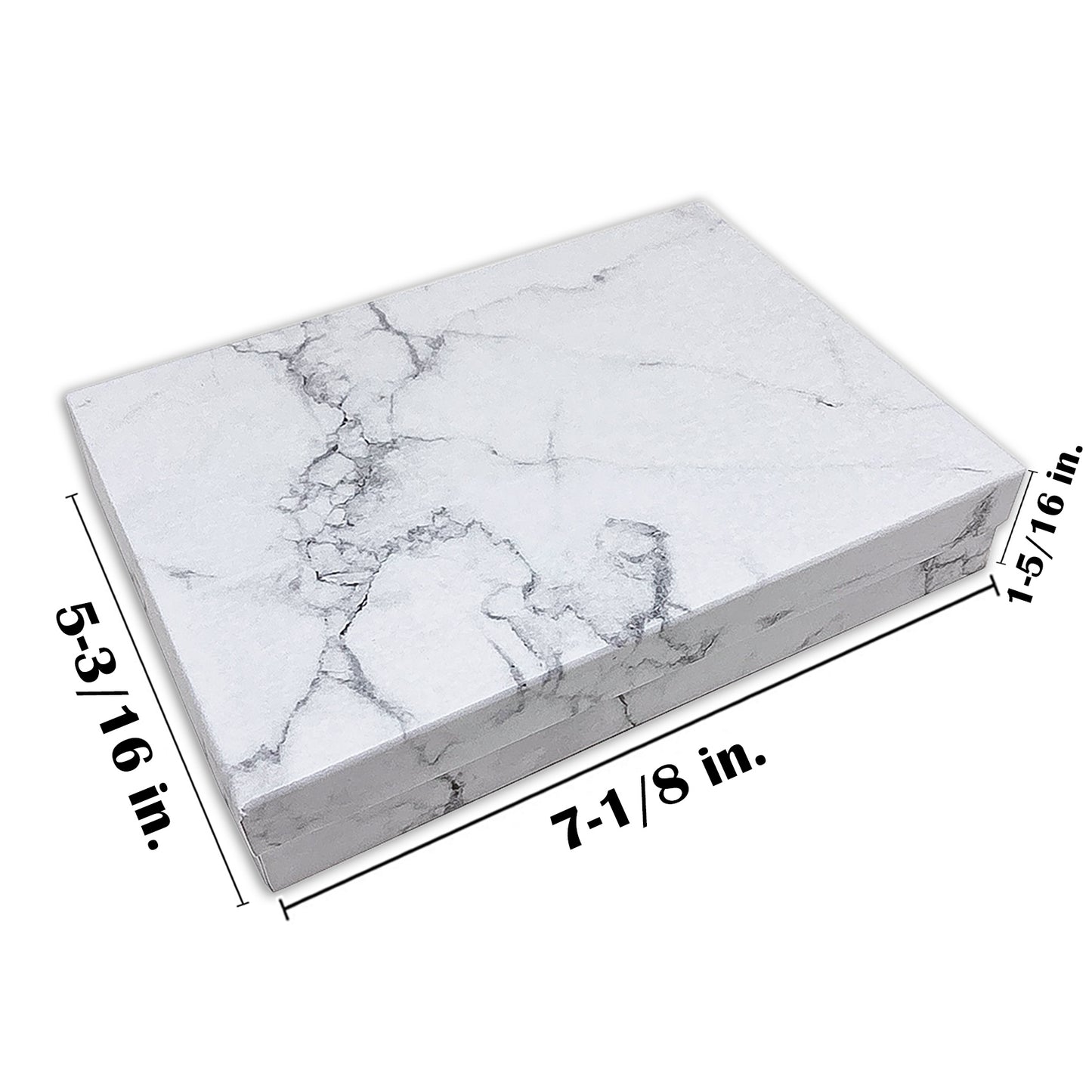 7 1/8" x 5 1/8" Marble White Cotton Filled Paper Box