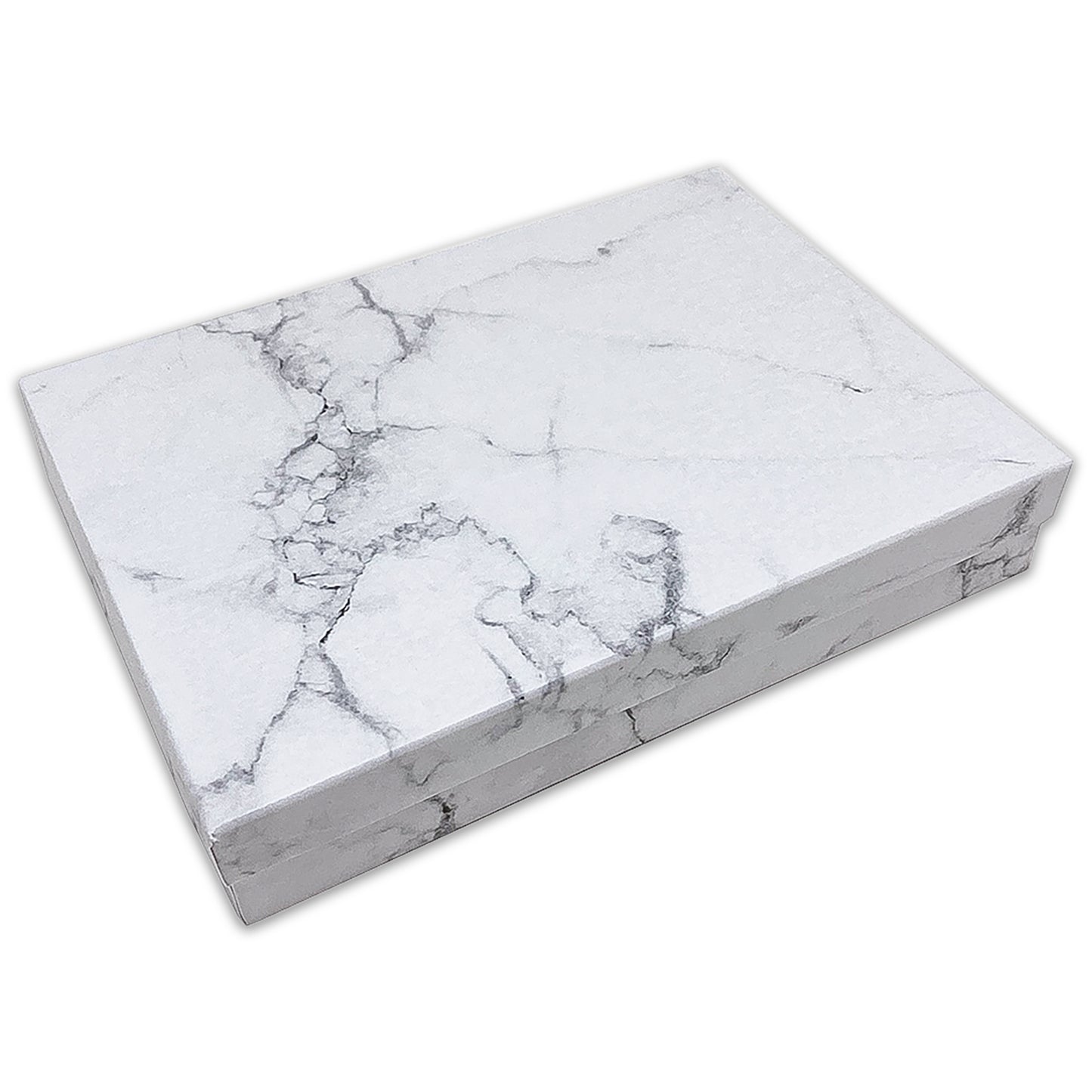 7 1/8" x 5 1/8" Marble White Cotton Filled Paper Box