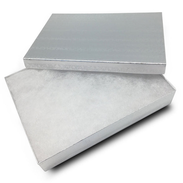 7 1/8" x 5 1/8" x 1 1/8" Silver Cotton Box