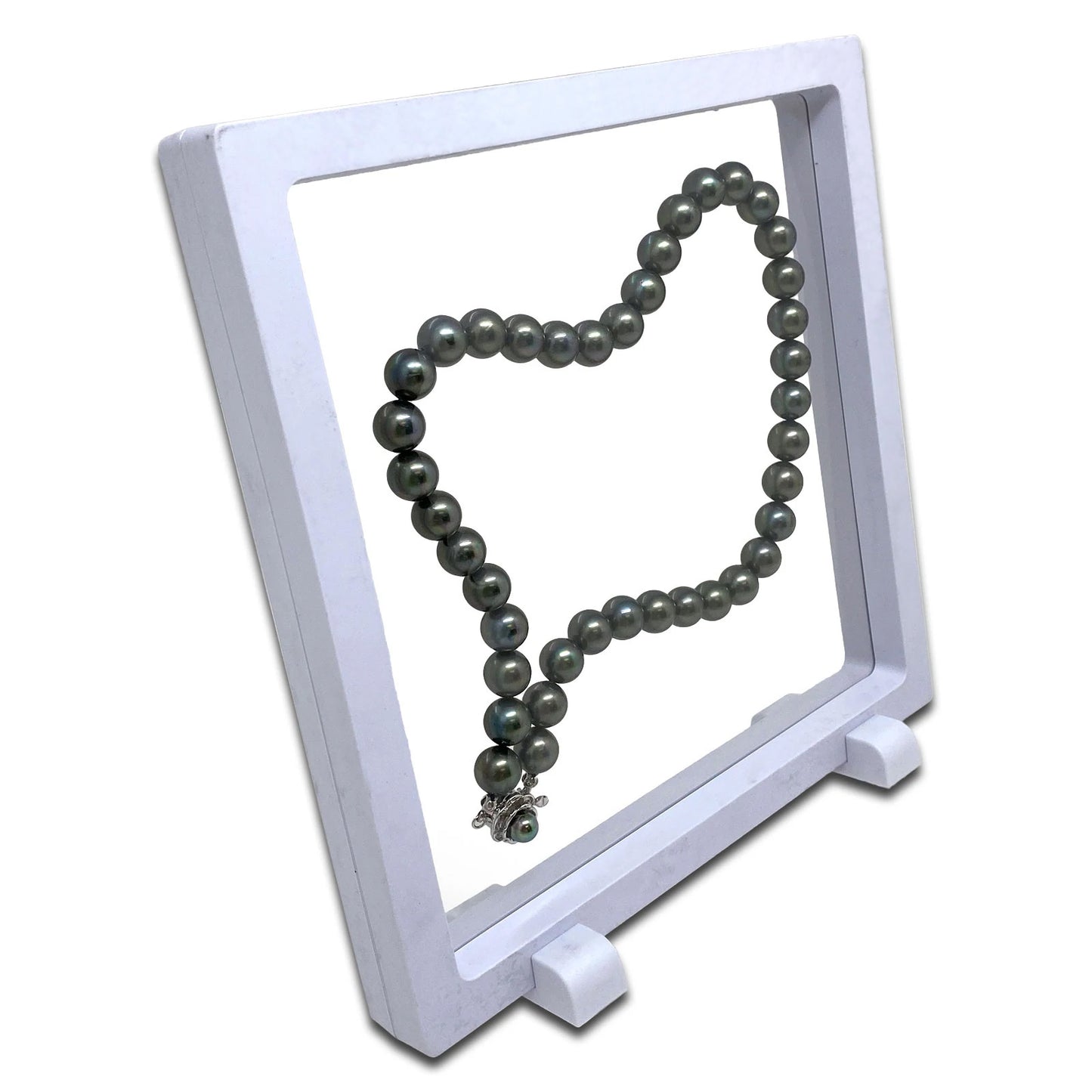 7" x 7" White Floating Frame Jewelry Display Case