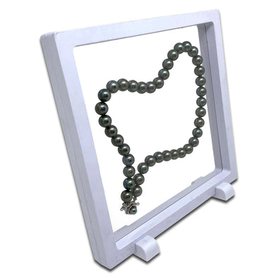 7" x 7" White Floating Frame Jewelry Display Case