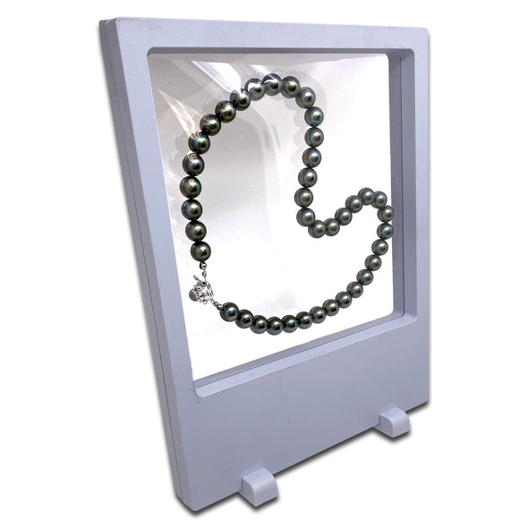 7" x 9" White Floating Frame Jewelry Display Case