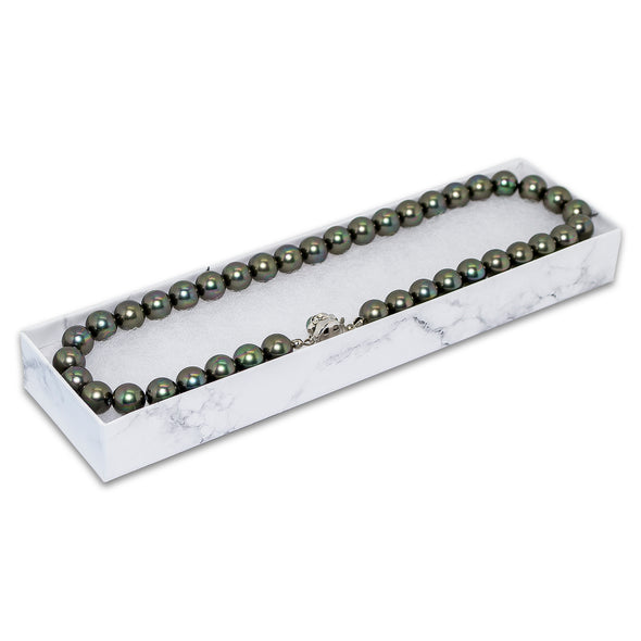 8" x 2" x 1" Marble White Cotton Filled Box