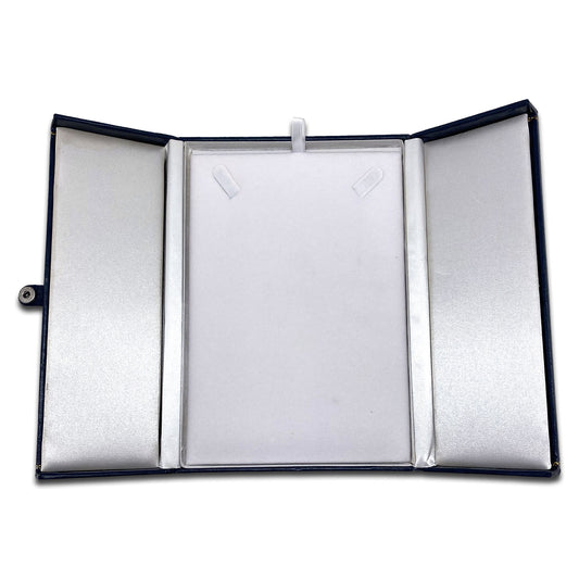 8 1/8" x 5 5/8" Two Door Blue Deluxe Leatherette Necklace Jewelry Display Box