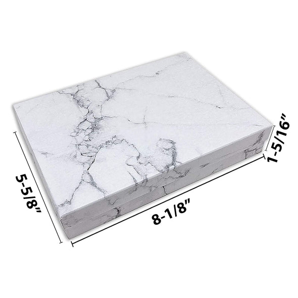 8 1/8" x 5 5/8" x 1 3/8" Marble White Cotton Filled Paper Box