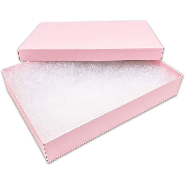 8 1/8" x 5 5/8" x 1 3/8" Pink Cotton Filled Paper Box