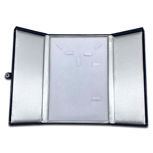 8 1/8" x 6 5/8" Two Door Blue Deluxe Leatherette Combination Jewelry Display Box