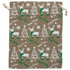 8" x 10" Jute Burlap White Reindeer Christmas Drawstring Gift Bags
