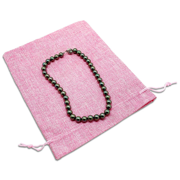 8" x 10" Pink Linen Burlap Drawstring Gift Bags