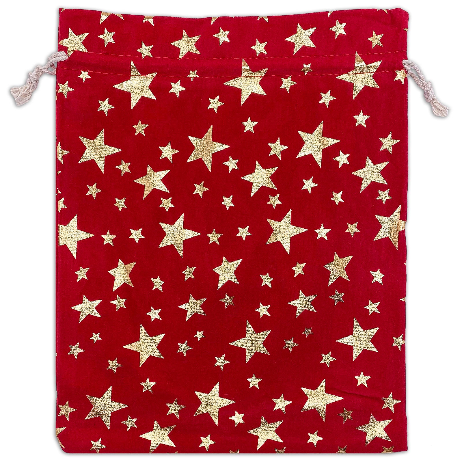 8 x 10 Red Velvet Gold Star Christmas Drawstring Gift Bags – JPI