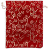 8" x 10" Red Velvet Gold Swirl Christmas Drawstring Gift Bags