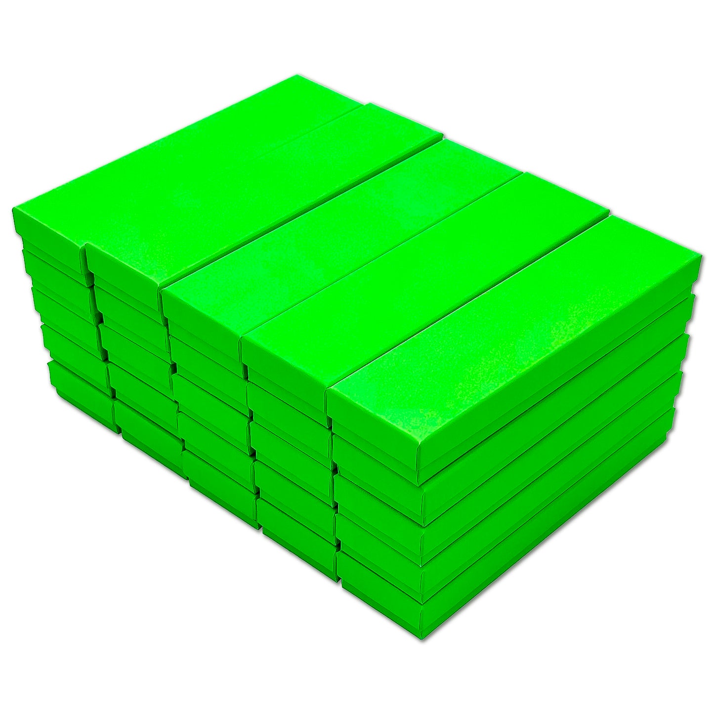 8" x 2" x 1" Neon Green Cotton Filled Box