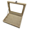 8" x 6" Beige Burlap Display Case w/ Glass Top for 18 Pairs of Earrings