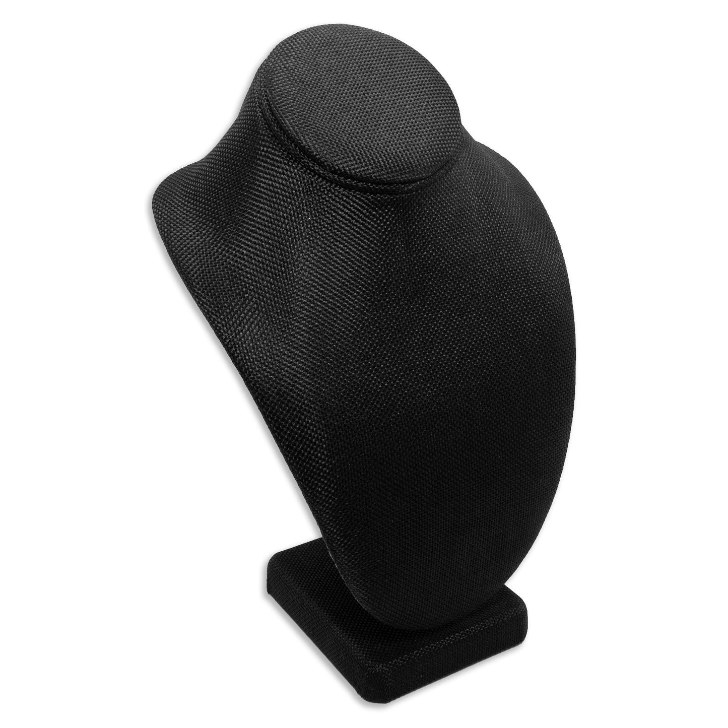 9 5/8" Black Linen Burlap Necklace Bust Display