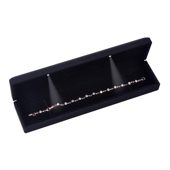 9" x 2 1/8" Matte Black Plastic Bracelet Jewelry Box with LED Light