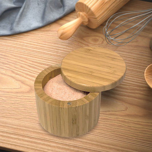 9cm Diameter Round Bamboo Box with Rotating Lid