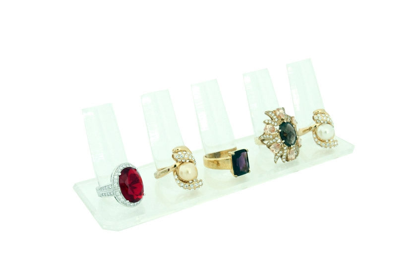 Clear Acrylic Straight 5  Finger Ring Display