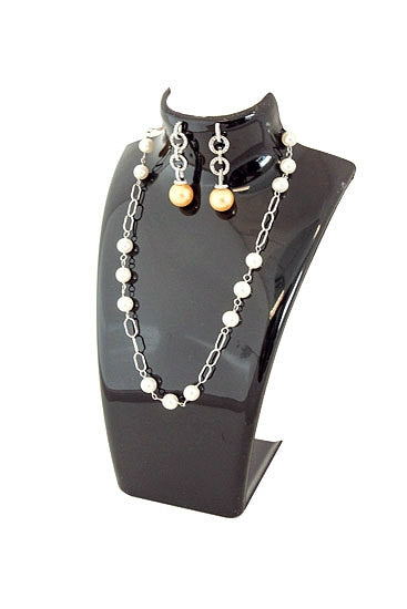 Black Acrylic Single Short Necklace and Earring Jewelry Display