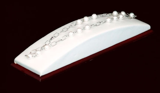 White Leatherette Jewelry Single Style Ramp Display