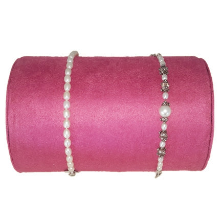 Pink Velvet Half Moon Bracelet Ramp Display