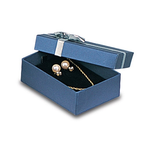 Blue Paper Box Metallic Bow Jewelry Large Combo Set