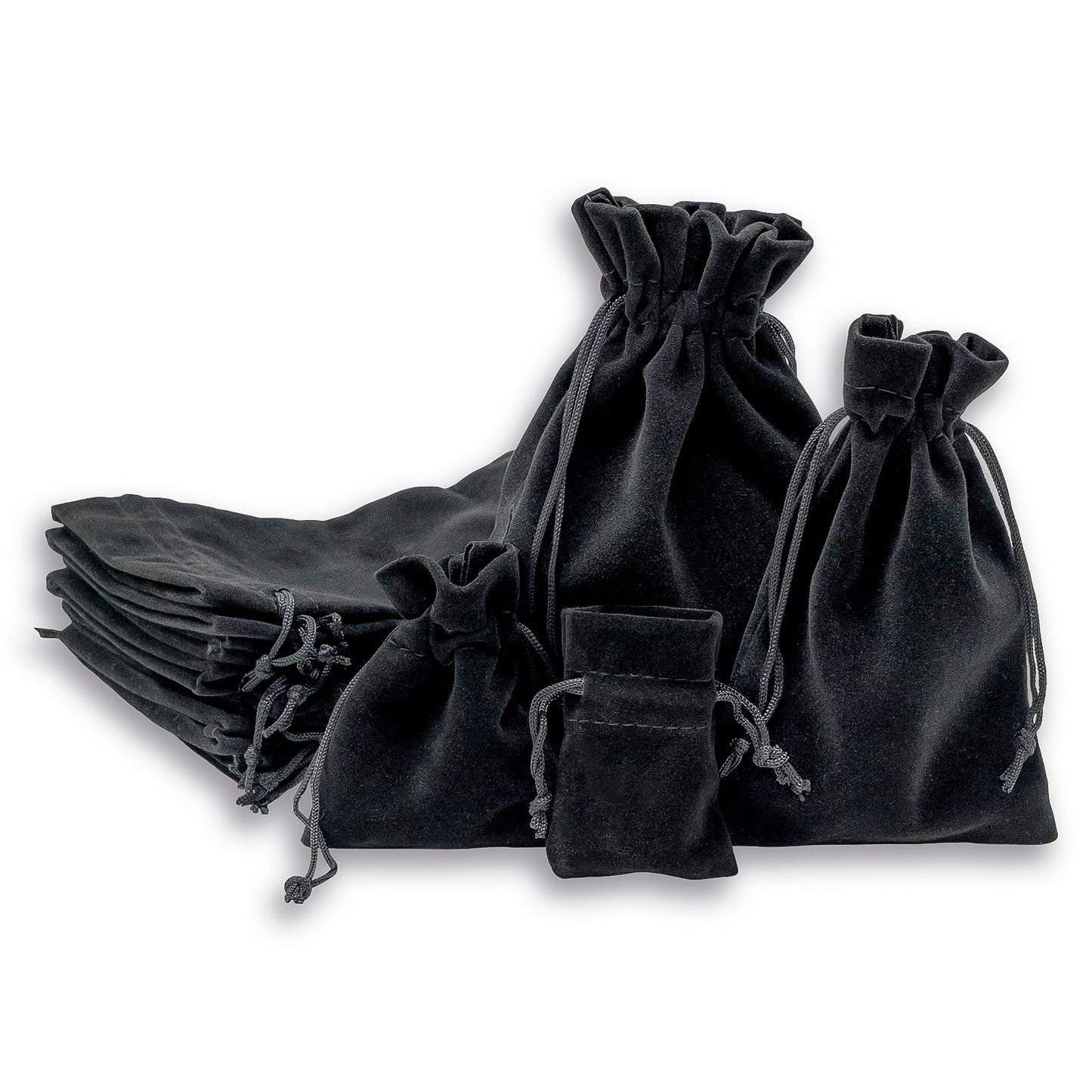 3 1/2" x 4 1/2" Black Velvet Drawstring Pouch