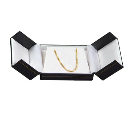 3 1/2"Wx3"Dx1 1/2"H Black Leatherette Double Door Earring Box