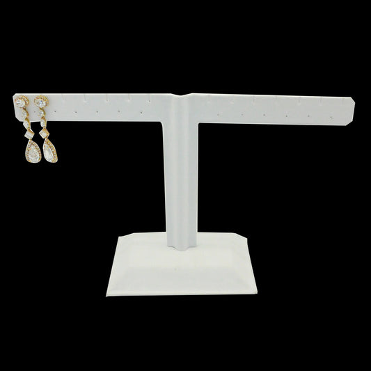 White Leatherette Earring T-Bar for Jewelry Display 6 Earrings