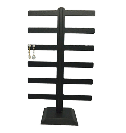 Black Leatherette Earring T-Bar for 6 Tier 36 Earrings