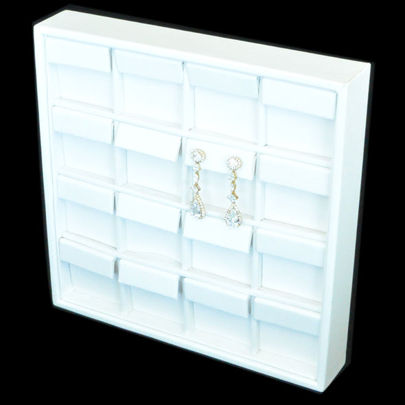 16 White Stud or Dangle Earring Flap Jewelry Display Tray