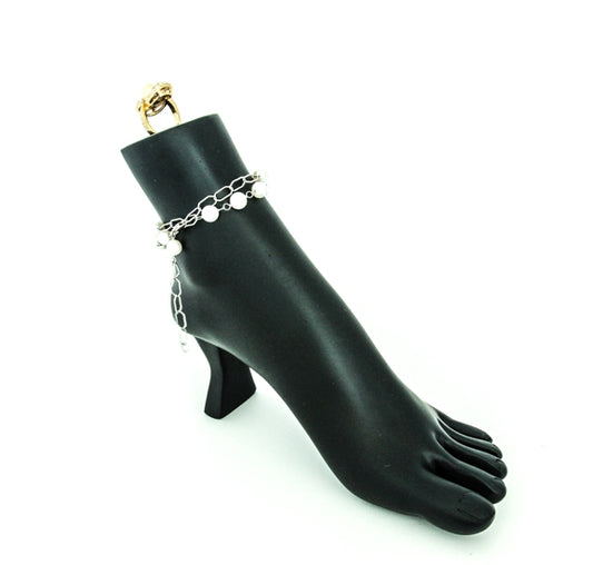 Black Foot Toe Ring & Ankle Bracelet Jewelry Mannequin with Heel