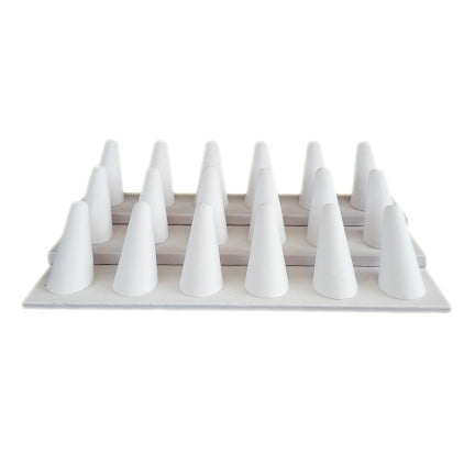 18 Finger Display White Leather