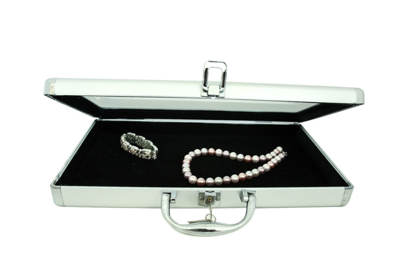 Glass Top Aluminum Glass Top Jewelry Display Case with Handle JPI Display