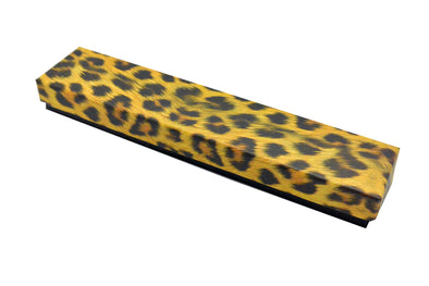8"x1 1/2" Black with Leopard Print Paper Watch Bracelet Box