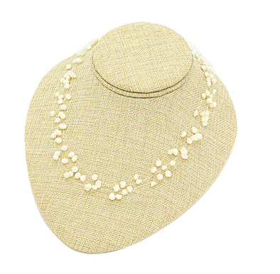 4"H Flat Round Lay Down Beige Burlap Necklace Jewelry Display