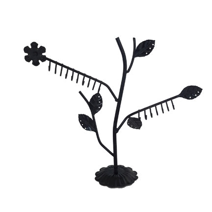 Elegant Black Metal Leaf Jewelry Display