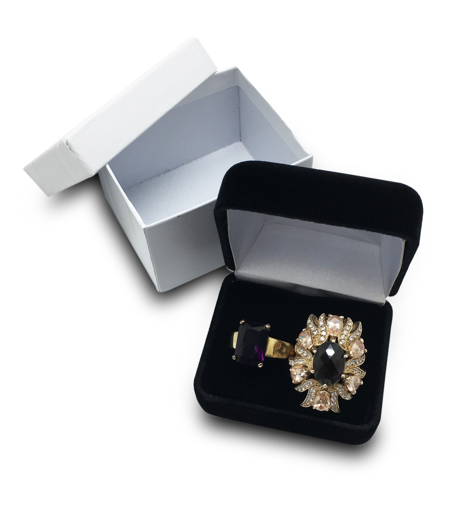 Deluxe Black Double Ring Jewelry Gift Box