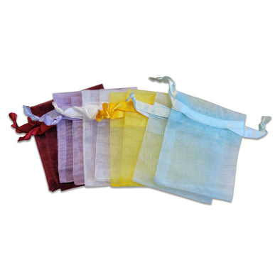 10-Pack Mixed Color 2 5/8" x 3" Organza Drawstring Pouch Gift Bags