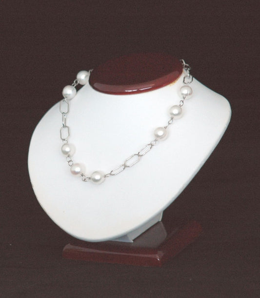 White Leatherette Small Necklace or Bracelet Bust w Wooden Base