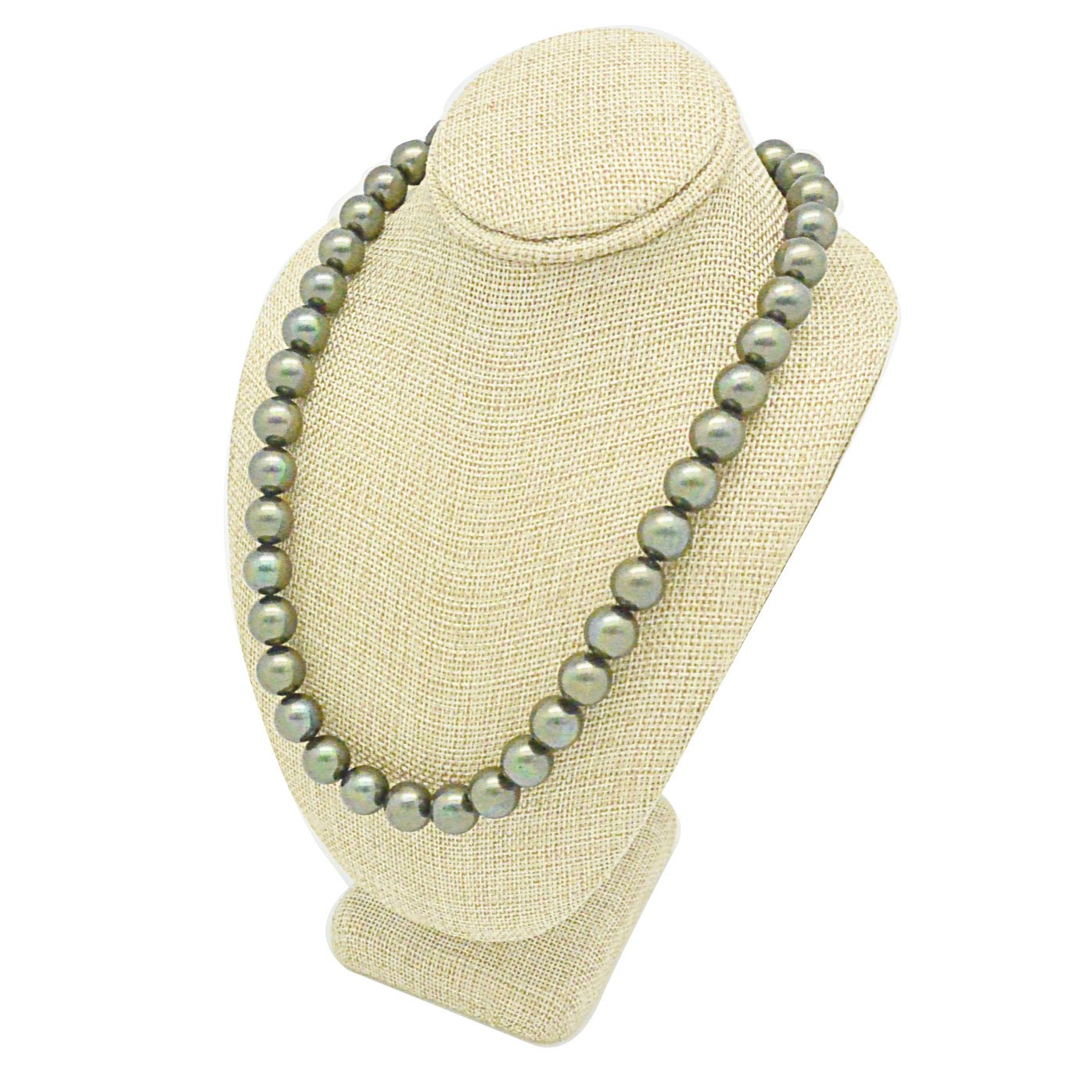 6 3/4" Small Deluxe Beige Burlap Necklace Bust Neck Form