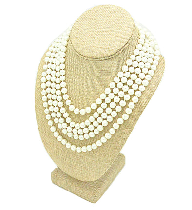 11"H Deluxe Beige Burlap Necklace Bust Display Necklaces Pendant