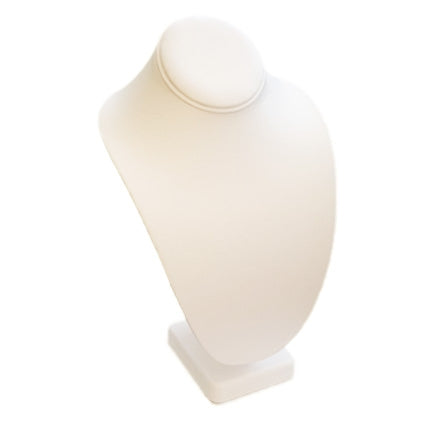 7 5/8"H Deluxe White Leatherette Necklace Bust Display