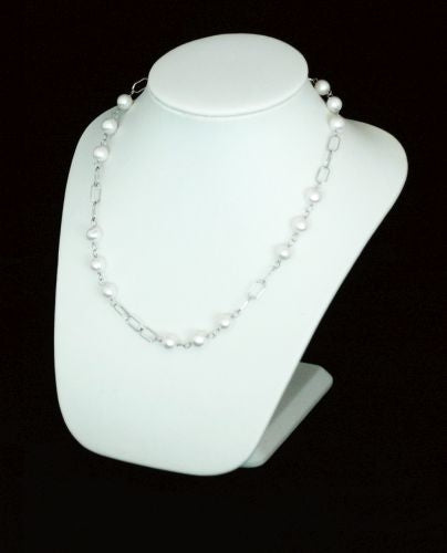 White Leatherette Large Necklace Bust with Velcro