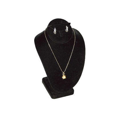 11" H Black Velvet Standing Necklace Bust w/ Earring & Ring