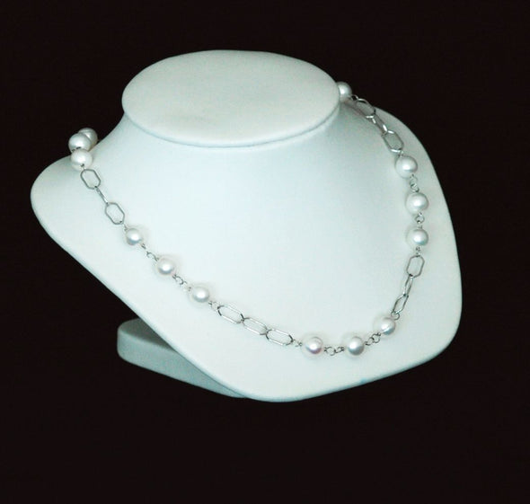 White Leatherette Small Necklace Bust with Velcro